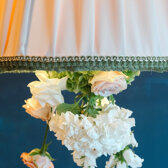 Passamaneria artigianale su paralume plissettato per eventi Passamaneria artigianale su paralume plissettato per eventi