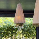 Dettaglio plissettatura tessuto paralume sartoriale ricaricabile Dettaglio plissettatura tessuto paralume sartoriale ricaricabile