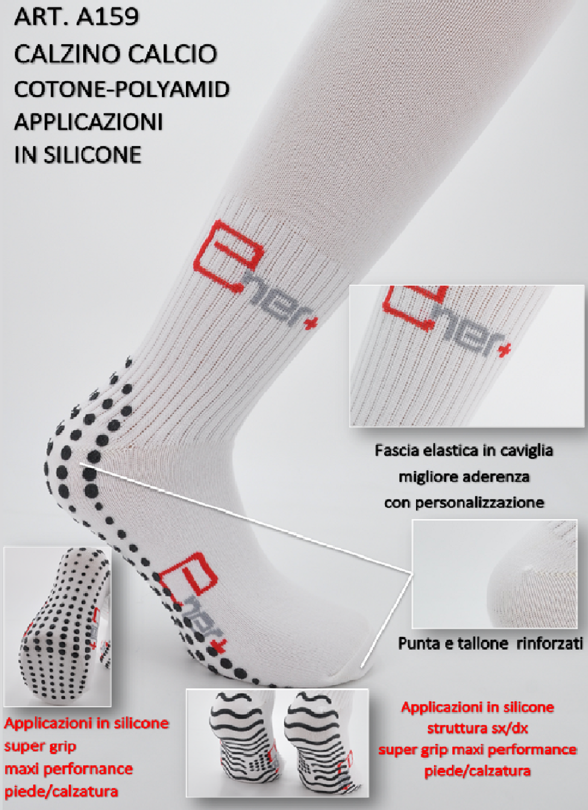 Calzino Calcio applicazioni silicone Cotone - Polyamide