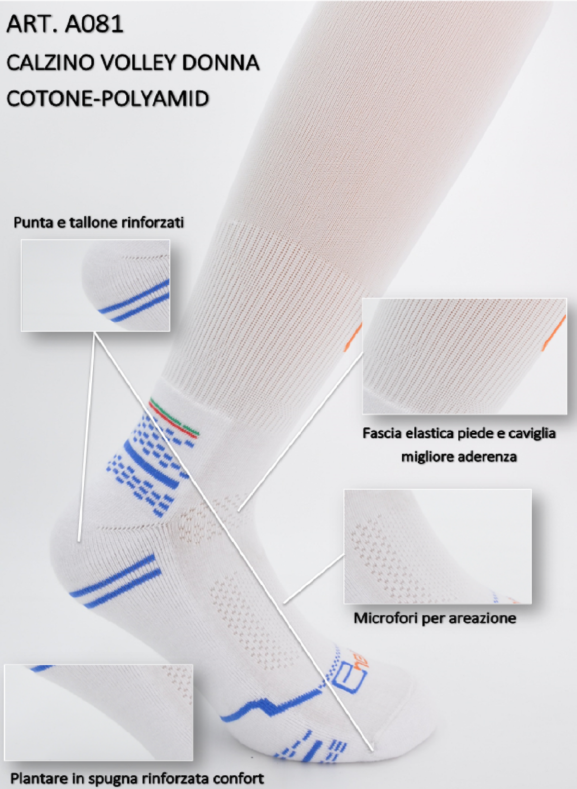 Calzino Volley Cotone/Polyamide