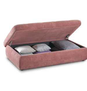 DISPONIBILE IN TESSUTO E/O IN PELLE, VERSIONE CON CONTENITORE, CON LETTO, ANGOLARE.