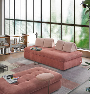 DISPONIBILE IN TESSUTO E/O IN PELLE, VERSIONE CON CONTENITORE, CON LETTO, ANGOLARE.