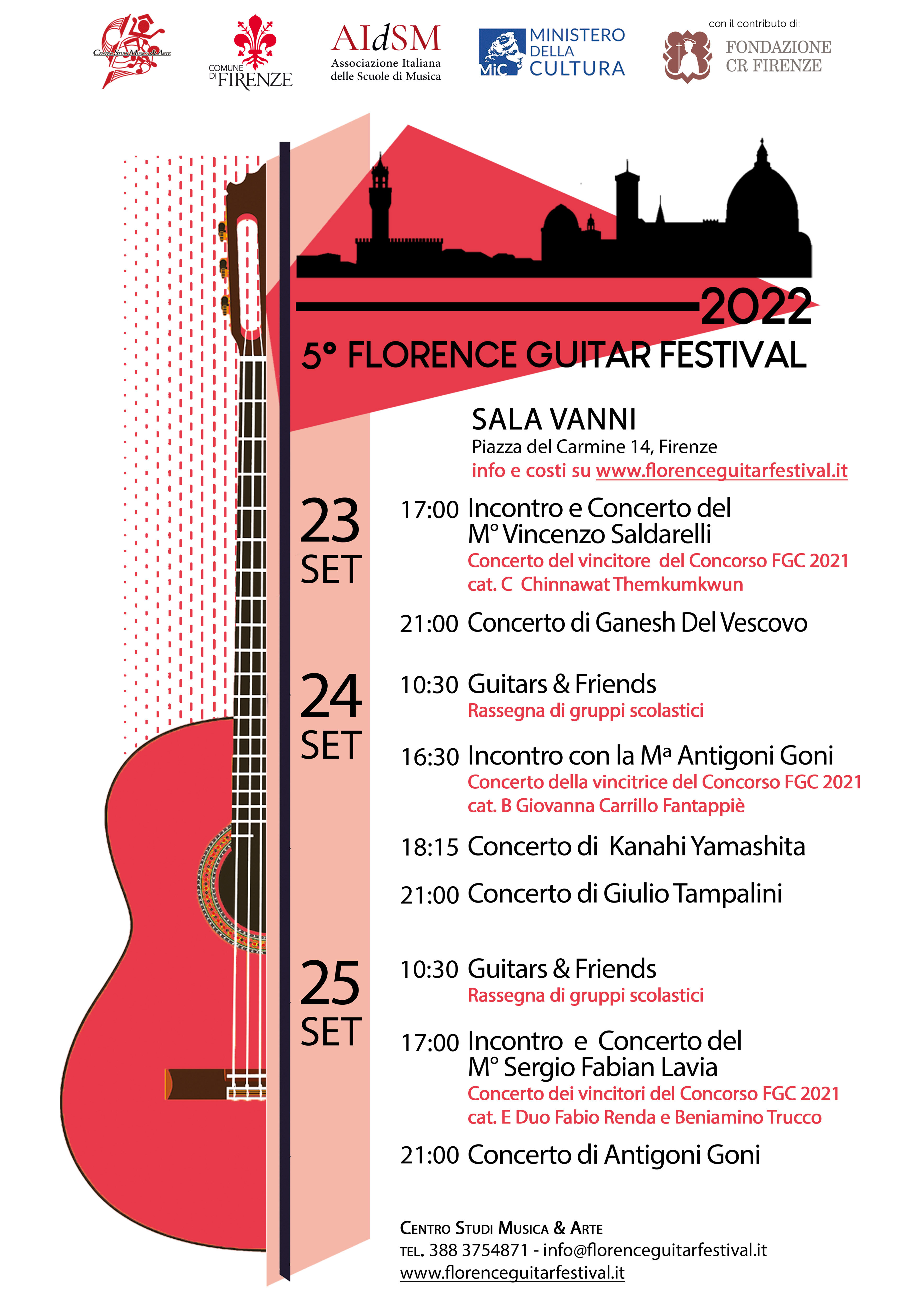 Dal 23 al 25 settembre si terr&agrave; il 5&deg; Florence Guitar Festival