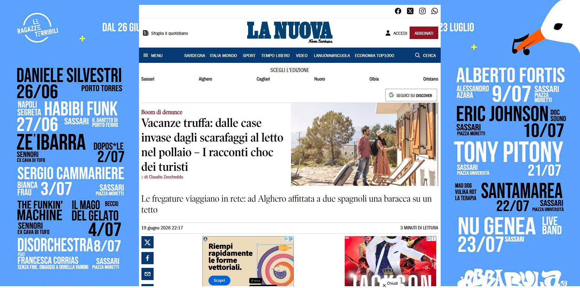 articolo-la-nuova-sardegna-vacanze-truffa-villa-malvasio-intervista-roberto-baiardo.jpeg Screenshot dell’articolo del quotidiano La Nuova Sardegna con l’intervista a Roberto Baiardo di Villa Malvasio sulle truffe delle case vacanza.