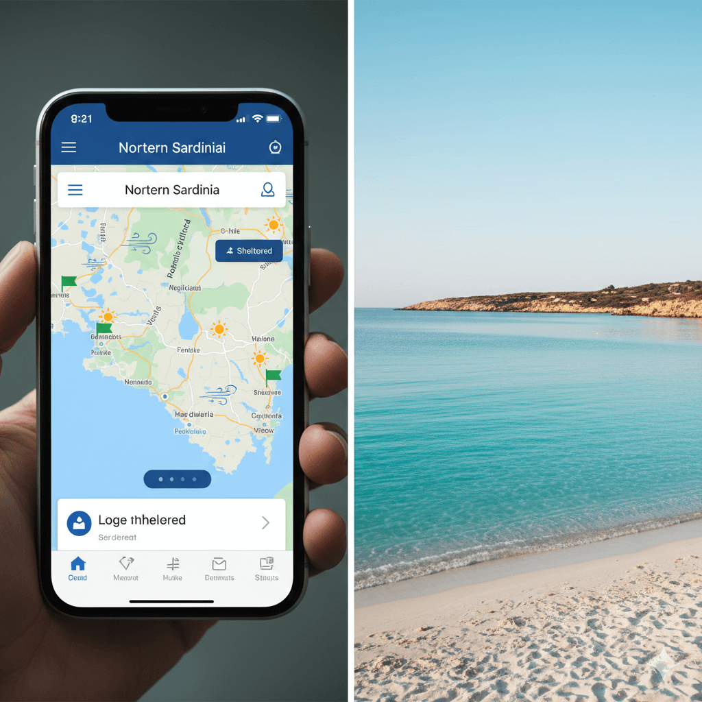 Applicazione esclusiva App Concierge di Villa Malvasio che aiuta a scegliere le spiagge riparate dal vento