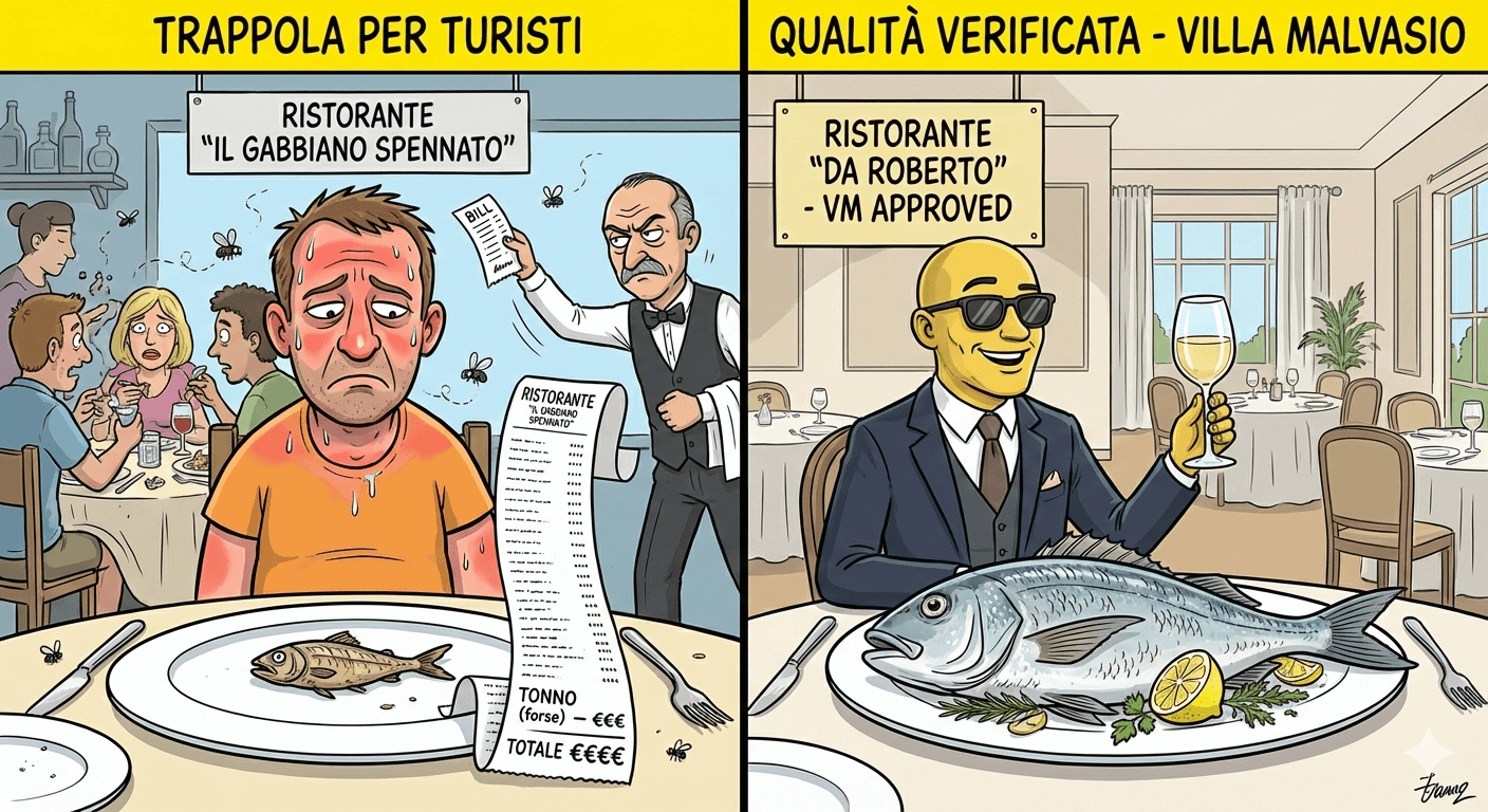 Nano Banana confronto ristorante turistico vs qualità Sassari pesce fresco