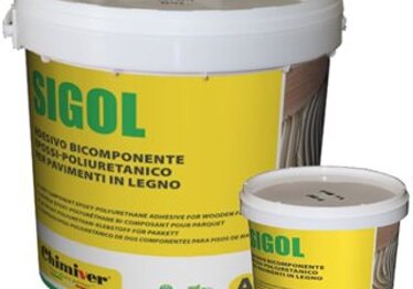 Adesivo bicomponente epossi-poliuretanico per pavimenti in legno.