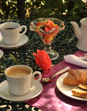 prima colazione in giardino