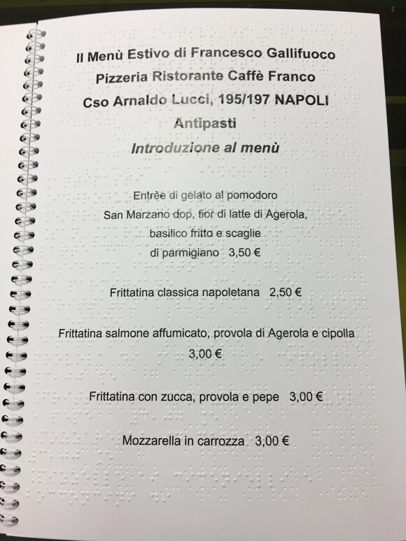 menu nero e Braille