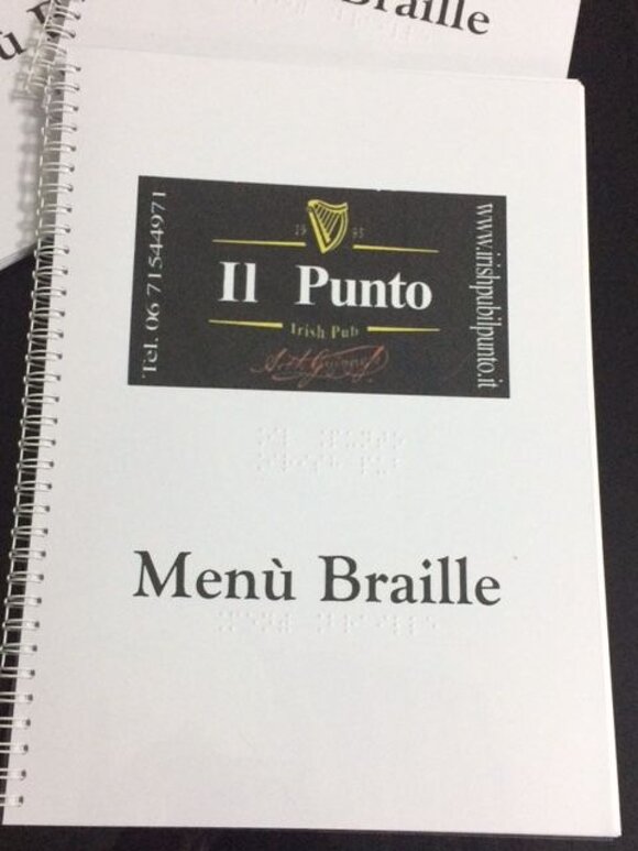 menu Braille con copertina in nero e Braille