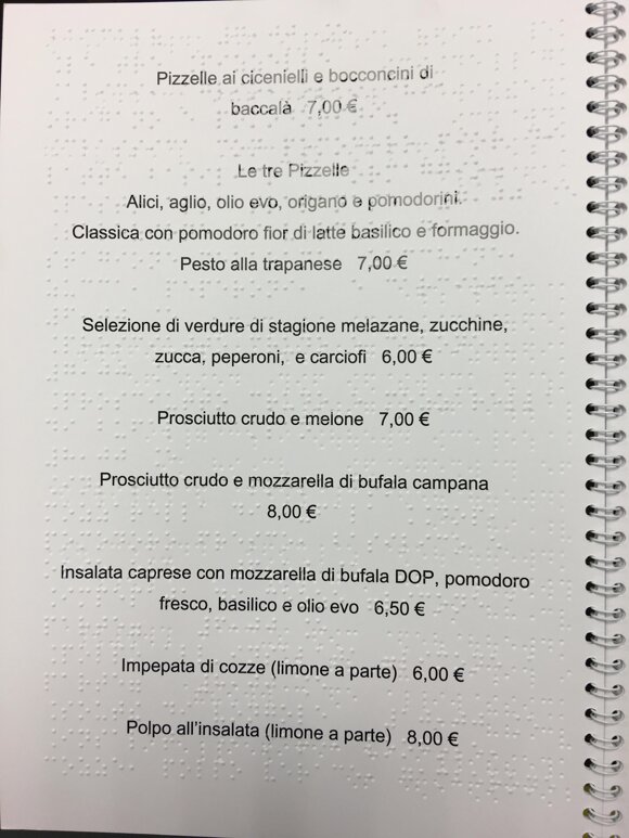 menu nero e Braille