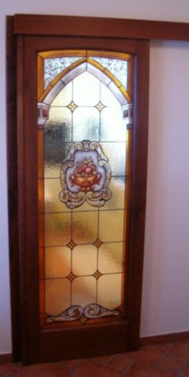 PORTA SCORREVOLE SENZA SCRIGNO CO VETRO ARTISTICO