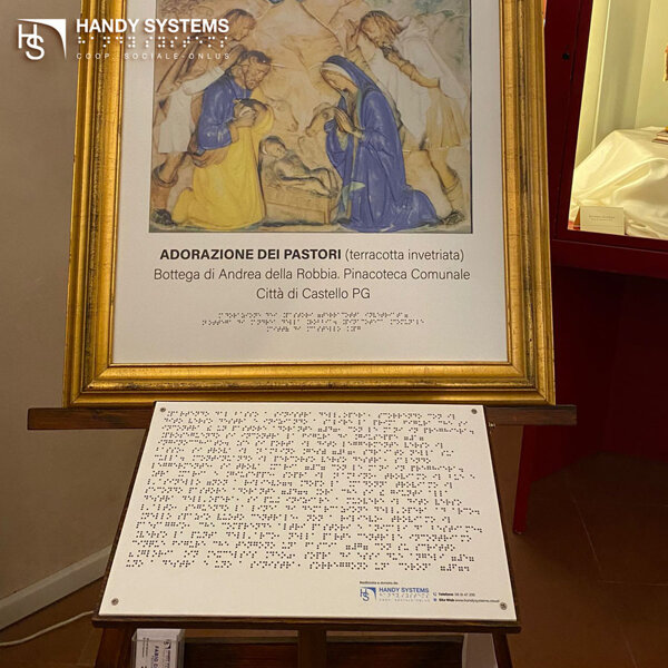targa descrittiva dell'opera riprodotta a rilievo tattile targa descrittiva dell'opera riprodotta a rilievo tattile