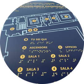 stampa Braille - mappa tattile - targa Braille dettaglio mappa tattile