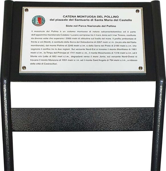 Targa Braille su piantana in ferro