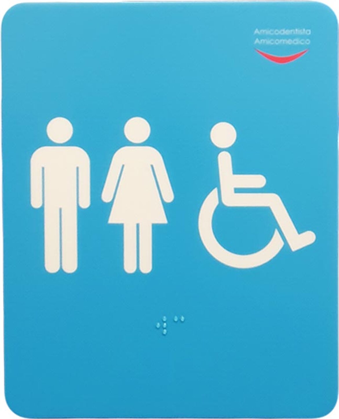 Segnaletica per non vedenti. Targa di informazione. WC con Braille in trasparenza Segnaletica per non vedenti. Targa di informazione. WC con Braille in trasparenza