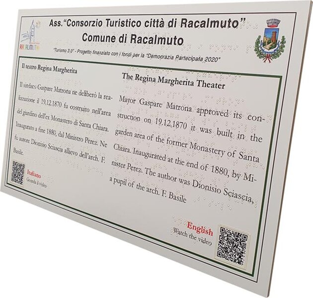 in quadricromia e Braille in trasparenza. Con loghi e QR-code.