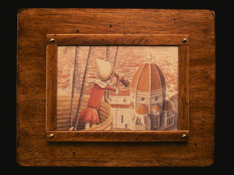 Vista del disegno duomo di firenze posta sul coperchio del cofanetto musicale