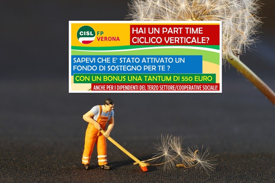 Cisl FP Verona. Terzo Settore. Bonus una tantum part time ciclico verticale.
