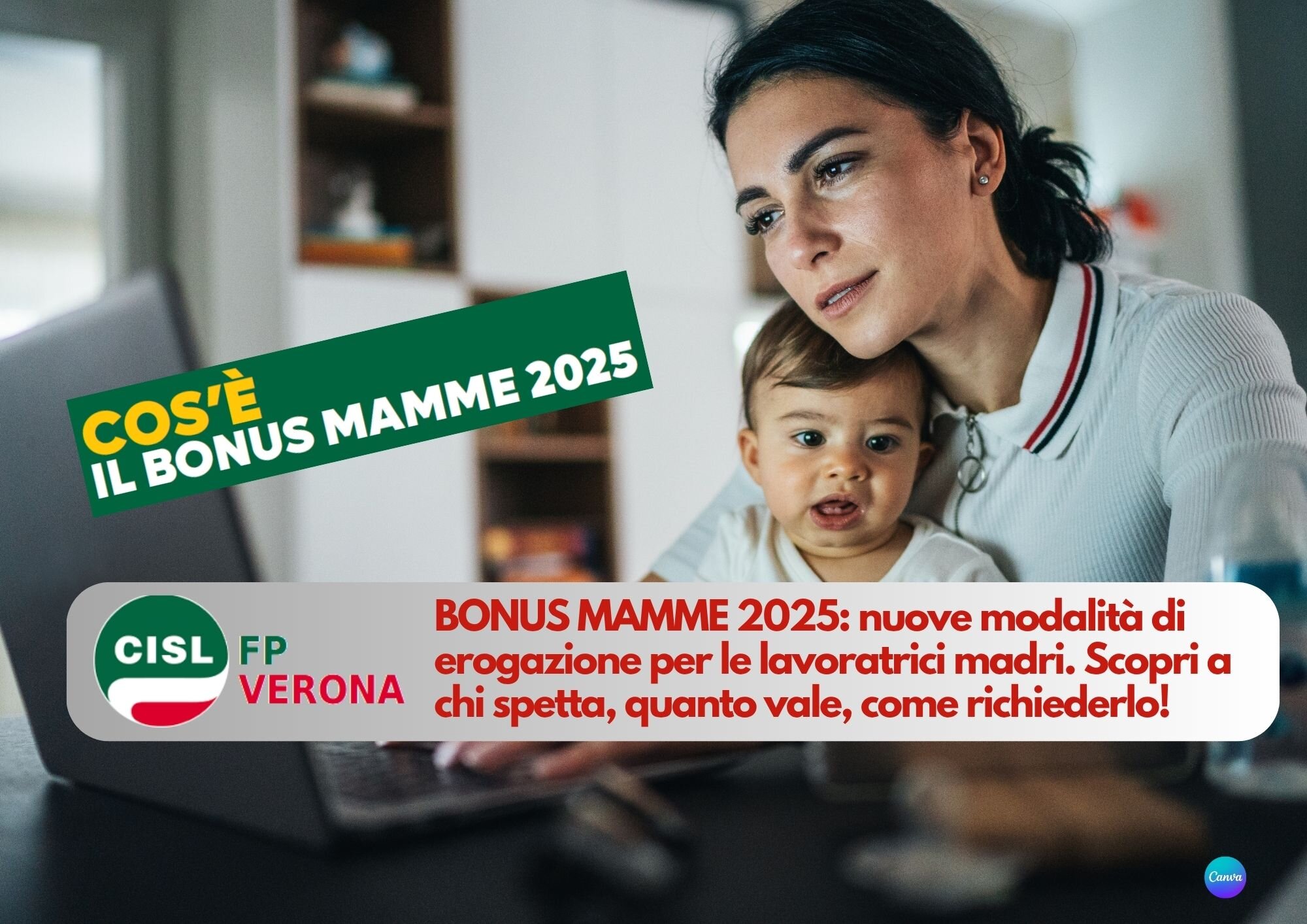 CISL FP Verona. Bonus Mamme 2025: a chi spetta, quanto vale, come richiederlo!