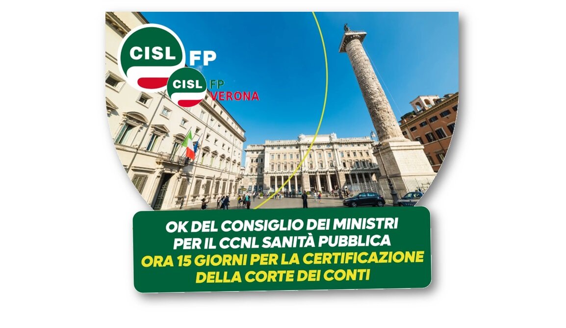 Cisl FP Verona. Contratto Sanità Pubblica: c'è l'OK del Consiglio dei Ministri. Si va avanti.