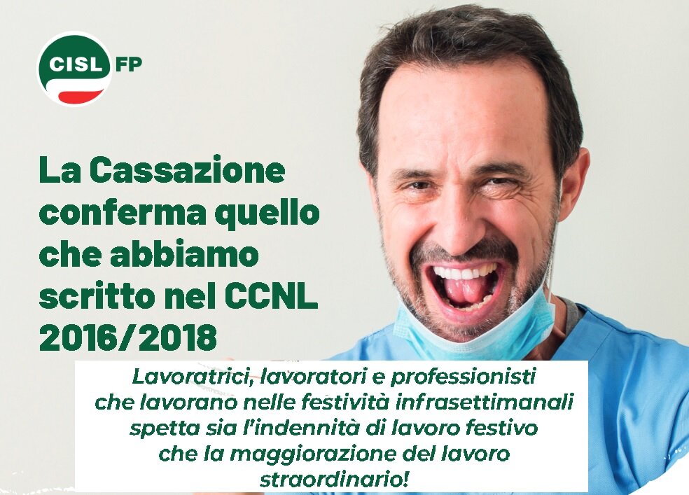 Sanit&agrave; pubblica: festivi infrasettimanali. La Cassazione conferma ci&ograve; che avevamo scritto sul contratto.