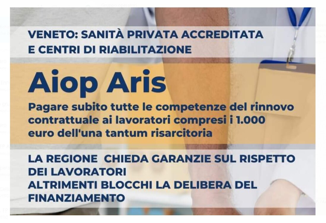 Sanità privata accreditata e centri riabilitazione. Pagare subito quanto prevede il CCNL