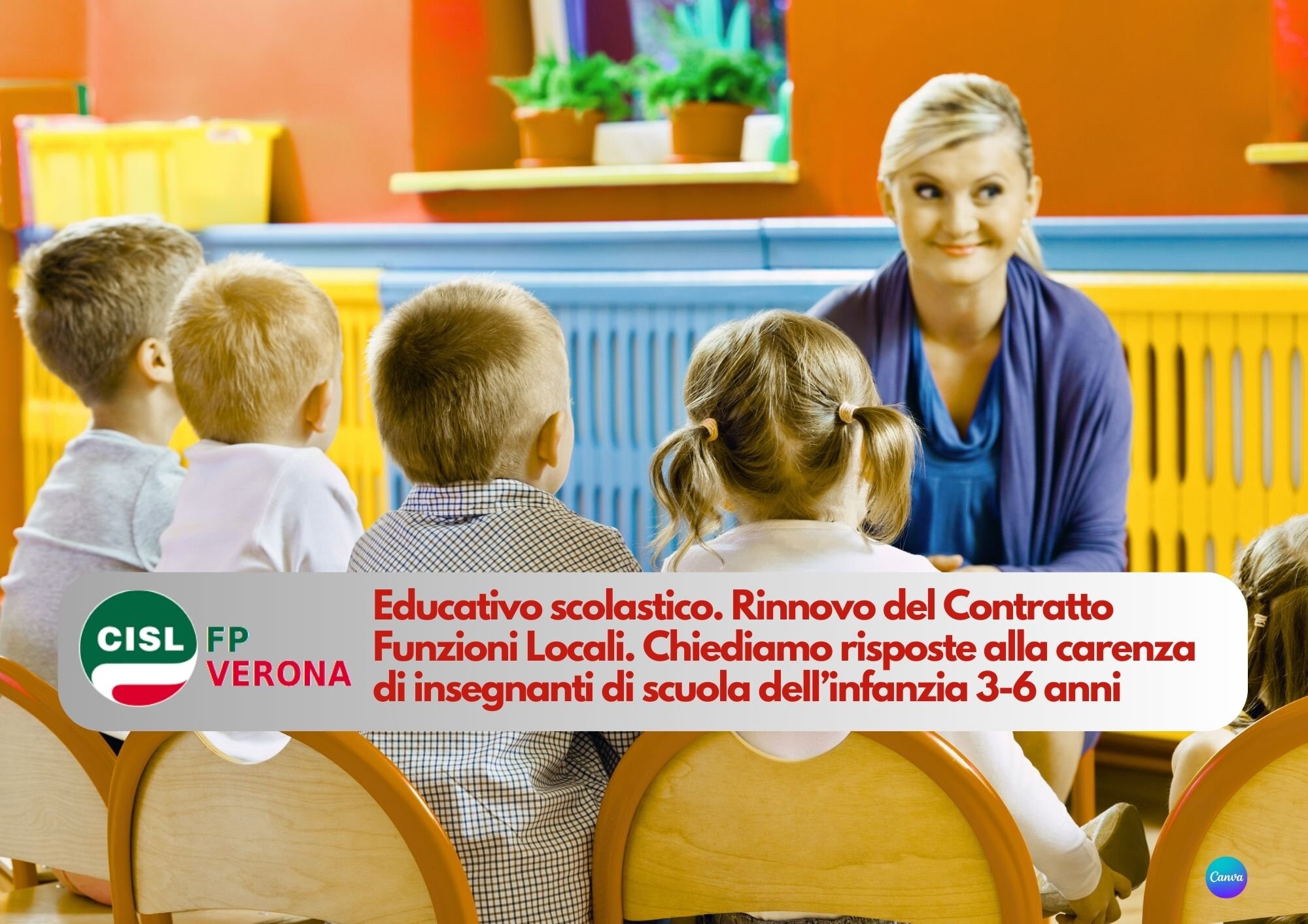 CISL FP Verona. Chiediamo risposte alla carenza di insegnanti di scuola d'infanzia 3-6 anni