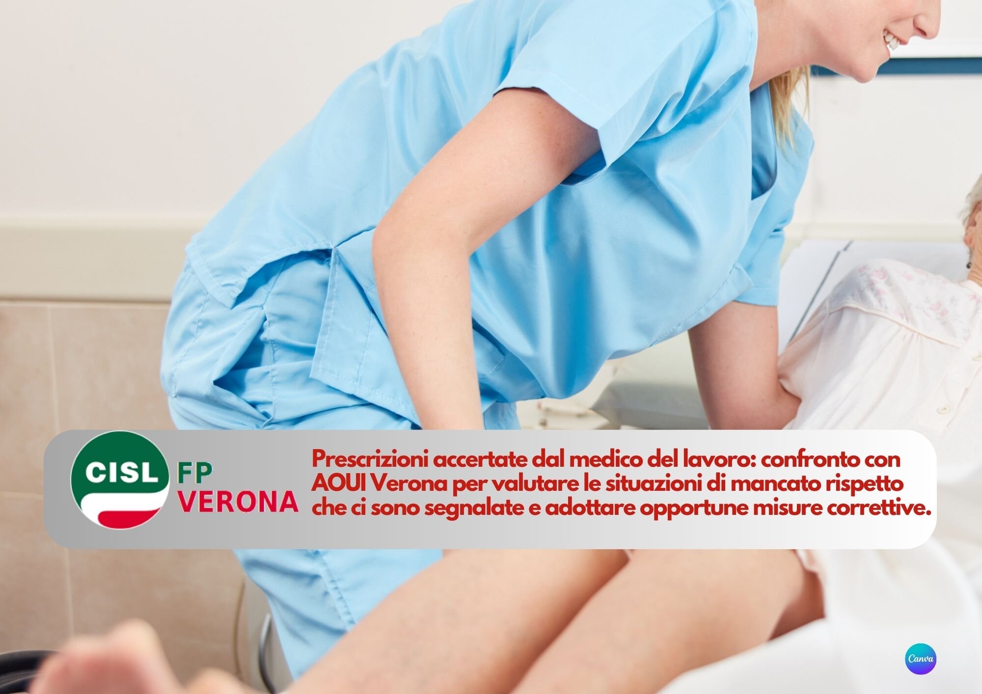CISL FP Verona. Sanità. In campo per valutare segnalazioni e chiedere il rispetto delle prescrizioni sul lavoro