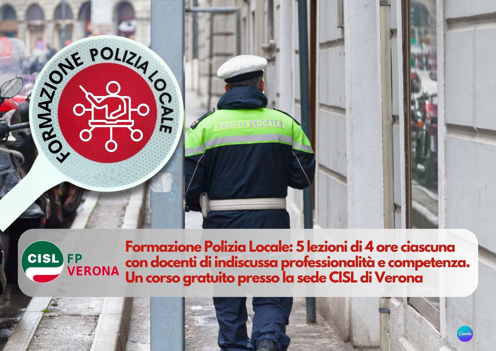 CISL FP Verona. Polizia Locale corso tecnico pratico aggiornamento professionale gratuito