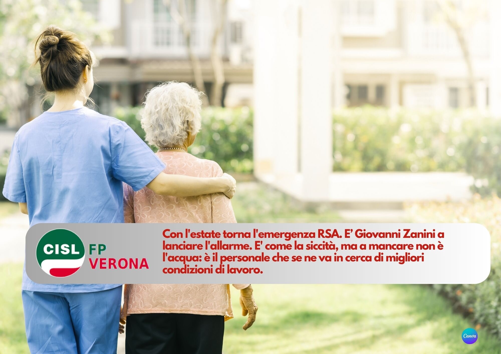 CISL FP Verona. RSA: sono stipendi e condizioni di lavoro la causa della fuga del personale