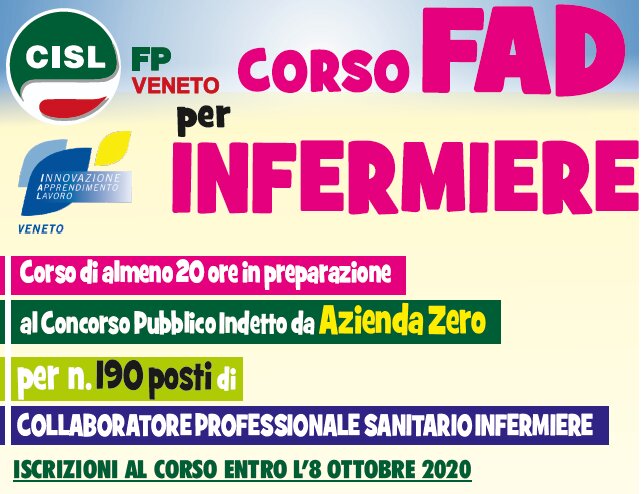 Formazione CISL FP. Corso preparatorio al concorso per 190 posti di infermiere. Azienda Zero