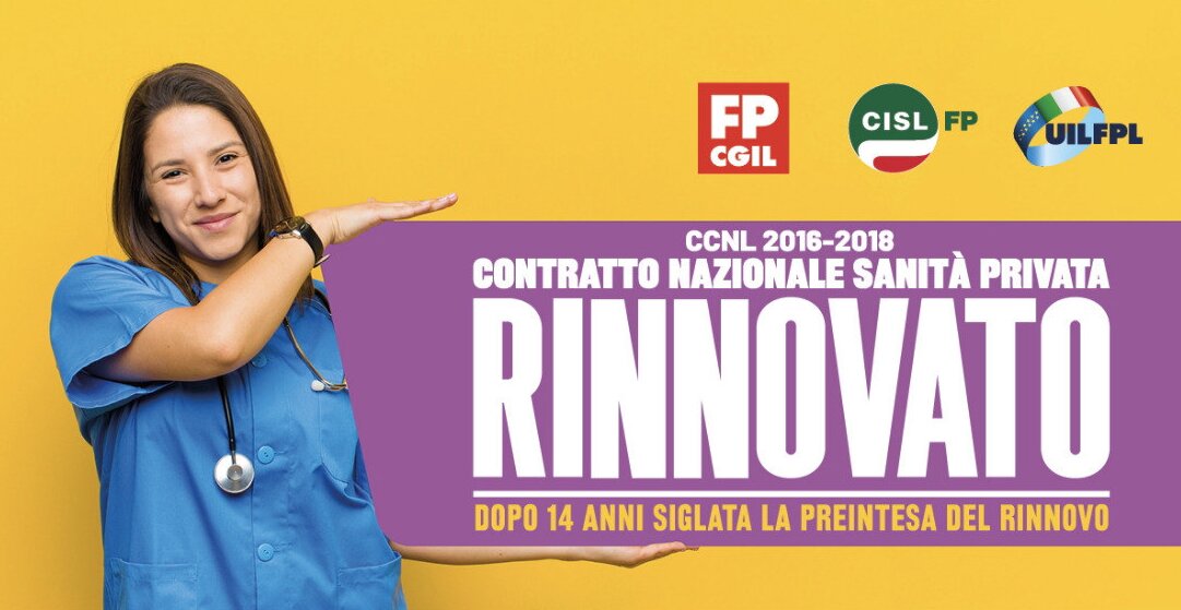 Sanità Privata: siglata preintesa rinnovo contratto. Un risultato atteso da 14 anni