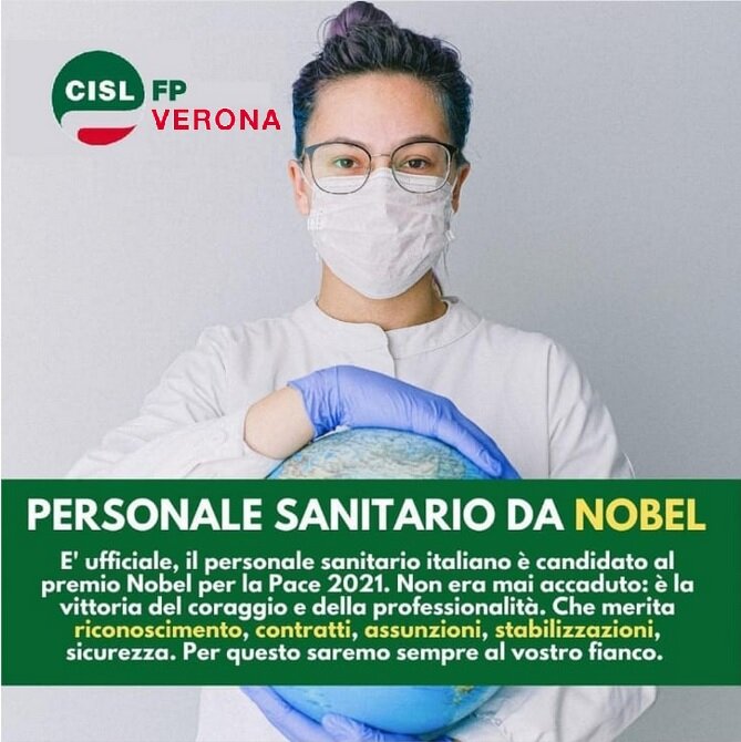 Sanità: professionisti sanitari italiani candidati al premio Nobel per la Pace