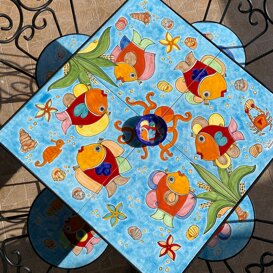 Arte sotto la pergola Il tavolo da pranzo