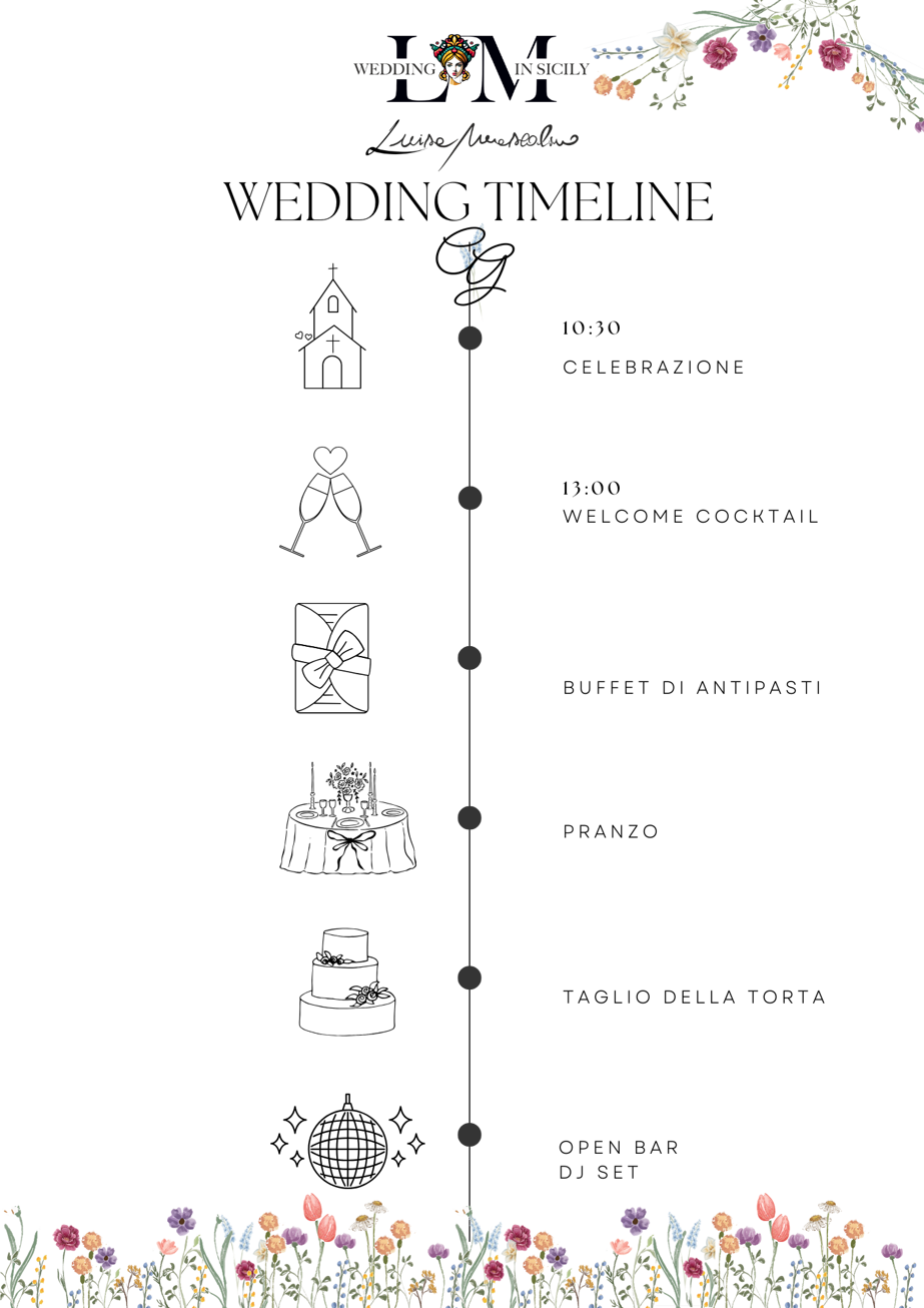 white minimal wedding timeline planner