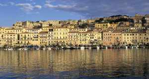Portoferraio's historic center. Elba Island.La Calata. Waterfront