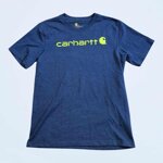 t-shirt-blu-scuro-logo-giallo-donna