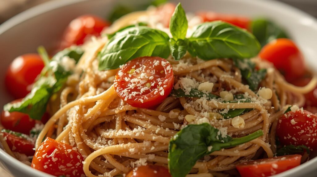crea un'immagine di una cena deliziosa e salutare a base di pasta.jpeg
