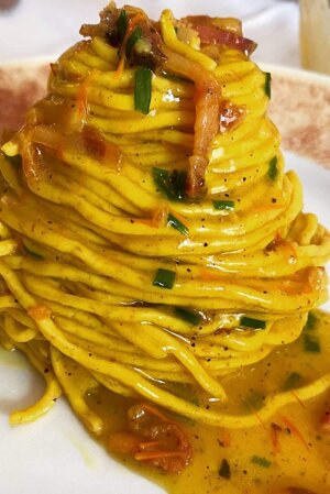 Chitarra zafferano e guanciale