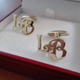 750 white gold men's cufflinks White gold cufflinks with hand pierced initials
