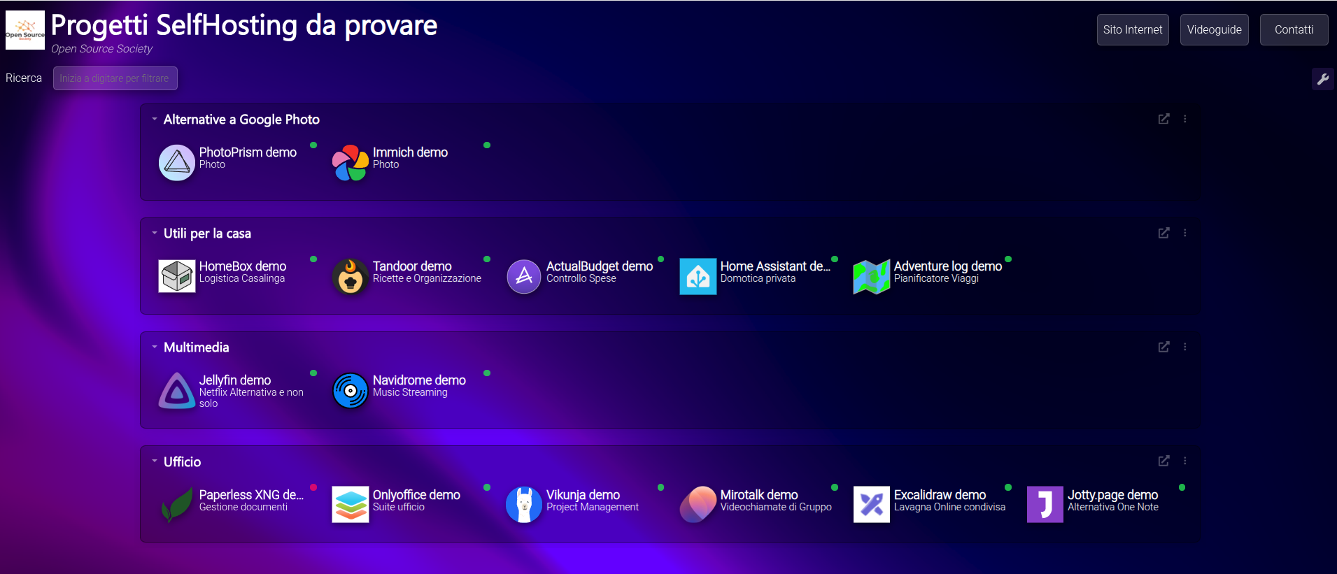 Nuovo sito test selfhosted fatto con Dashy Nuovo sito test selfhosted fatto con Dashy