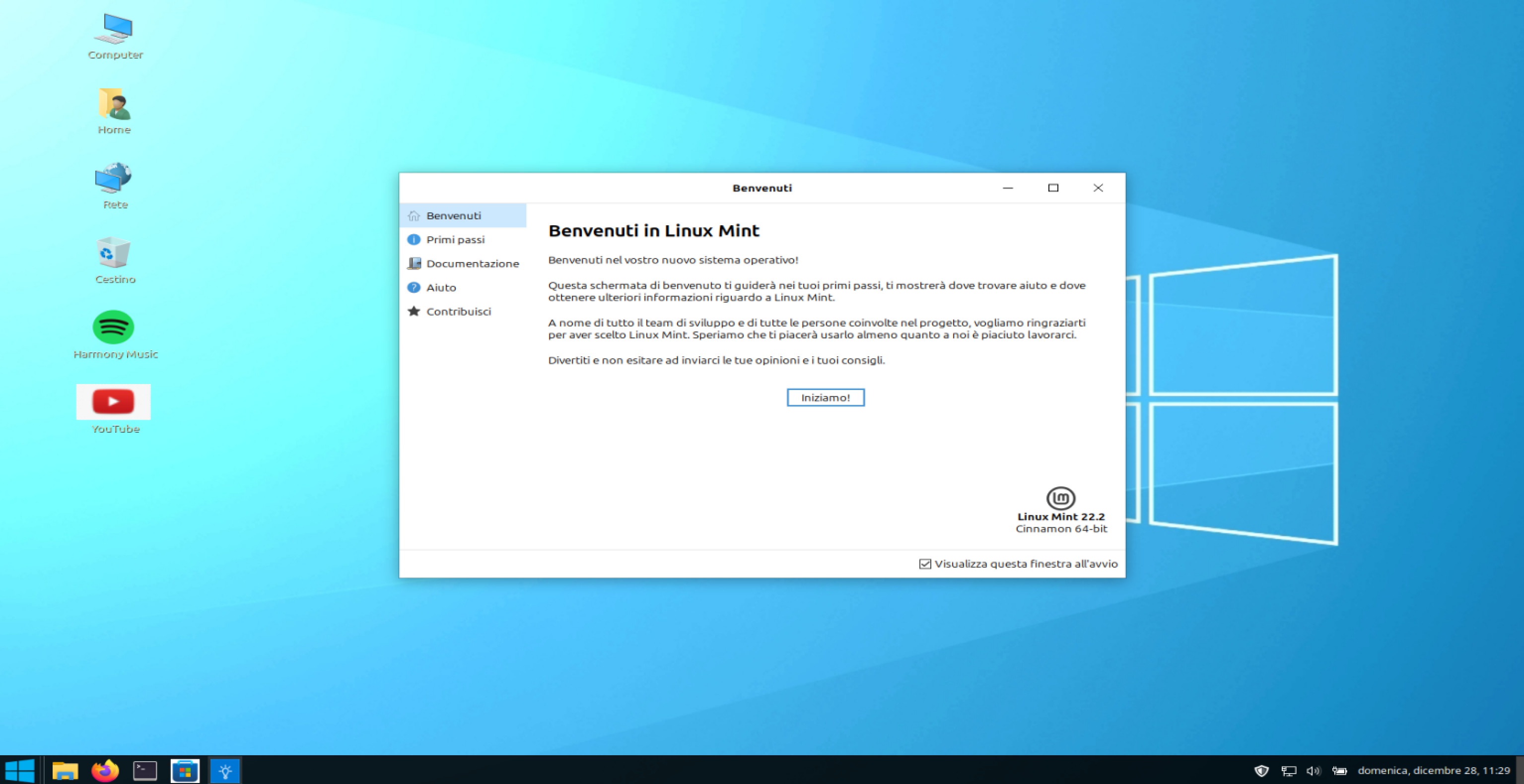 Videoguida per trasformare Linux Mint in Windows 10