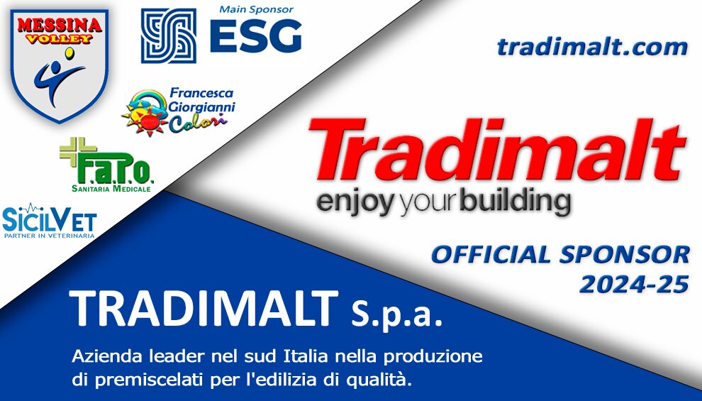 TRADIMALT S.p.A. è Sponsor del Messina Volley anche per la nuova stagione ! TRADIMALT S.p.A. è Sponsor del Messina Volley anche per la nuova stagione !