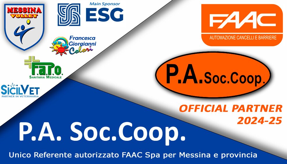 P.A. Soc. Coop. nuovo Partner Ufficiale 2024-25 ! P.A. Soc. Coop. nuovo Partner Ufficiale 2024-25 !