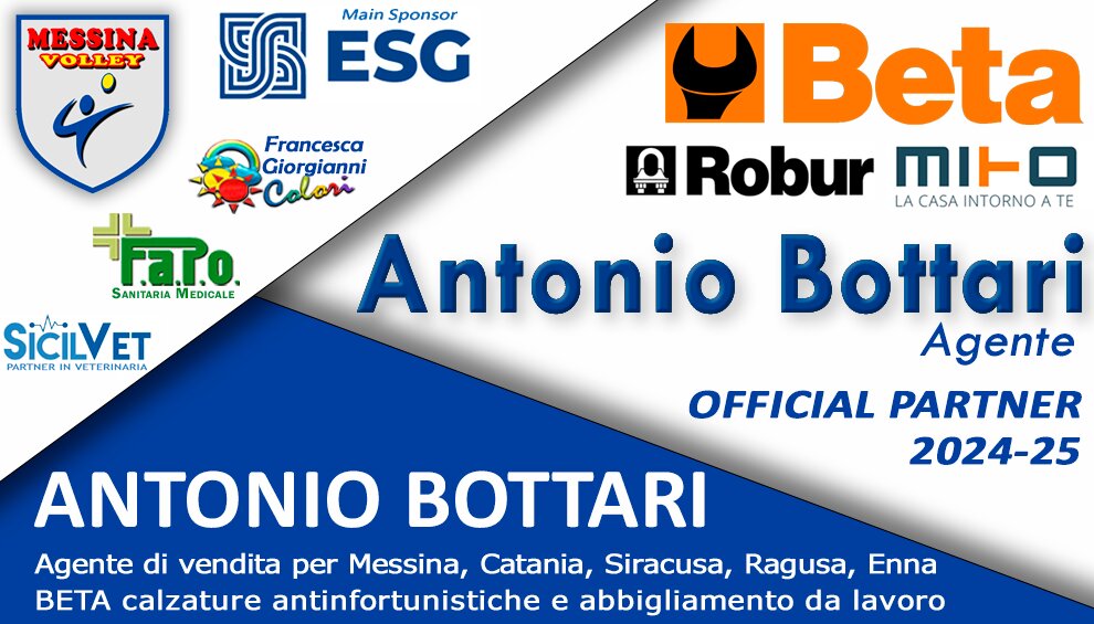 ANTONIO BOTTARI agente di commercio, nuovo Partner del Messina Volley 2024-25 ! ANTONIO BOTTARI agente di commercio, nuovo Partner del Messina Volley 2024-25 !