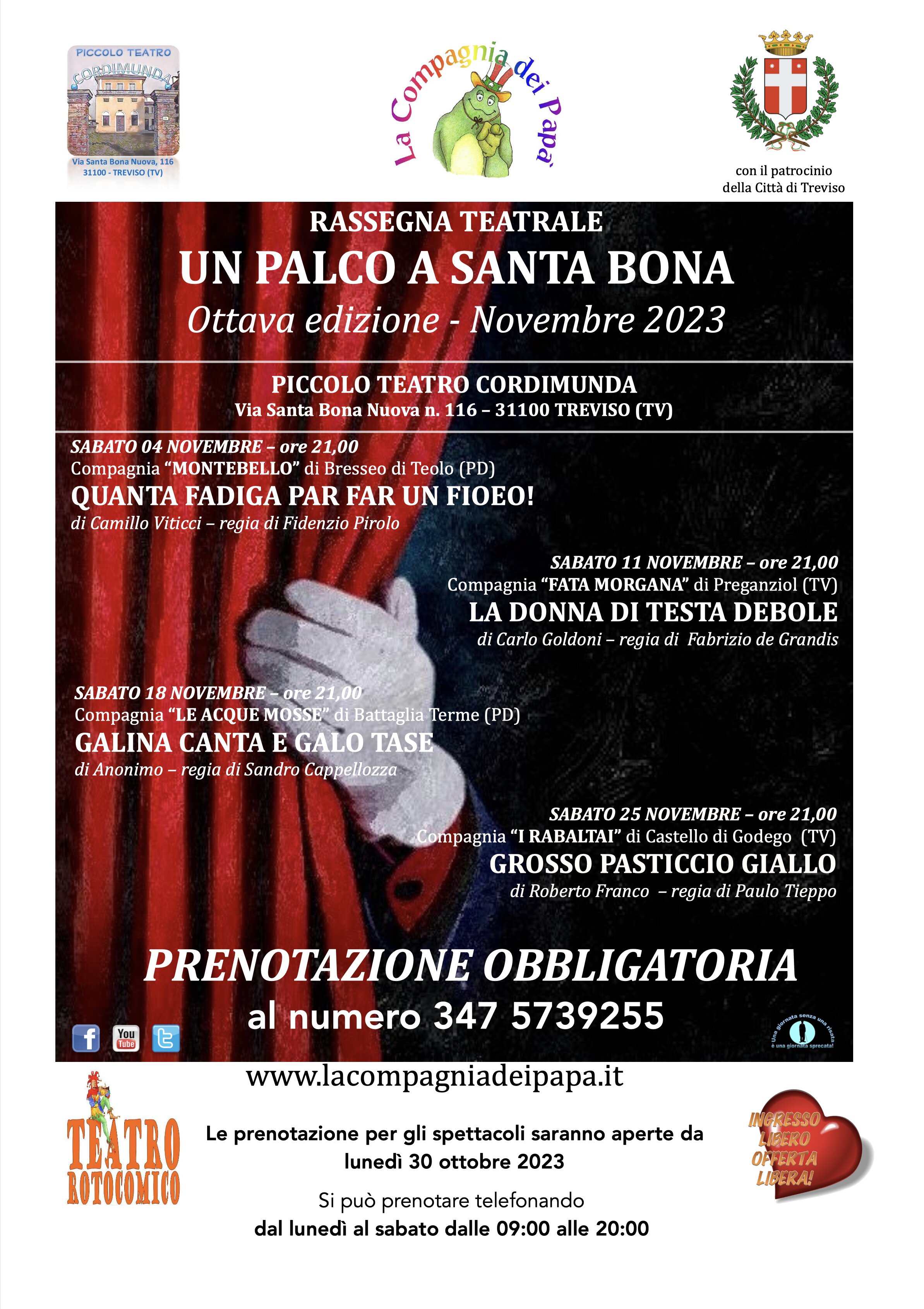 LA RASSEGNA UN PALCO A SANTA BONA 2023 E' COMINCIATA.