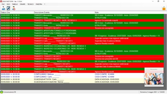 Software centri sportivi con visualizzazione foto cliente