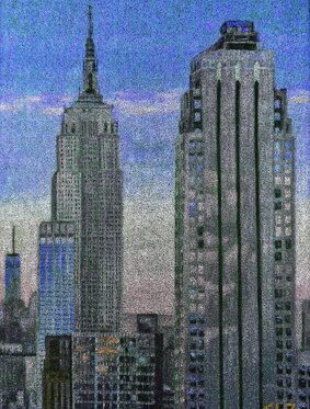 I tre giganti di Manhattan Acrilico su erba sintetica 90x125