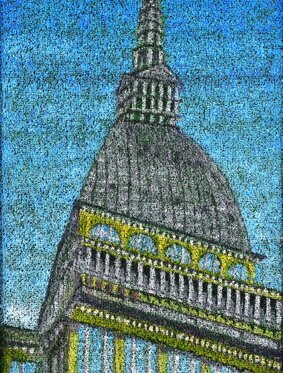 Mole Antonelliana Acrilico su erba sintetica 40x80